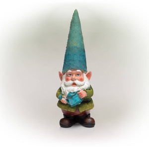 15" Outdoor Polyresin Garden Gnome with Watering Can - Alpine Corporation: Weatherproof Yard Decor - 1 of 4