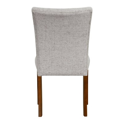 Neutral Textured Upholstered Parsons Dining Chairs with Wood Legs, Set of 2