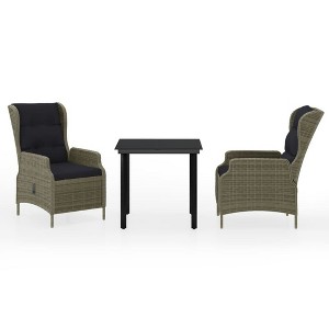 vidaXL Patio Dining Set Outdoor Dining Set Table and Chair Set for Garden - Brown 3 Piece 31.5" Table - 1 of 4