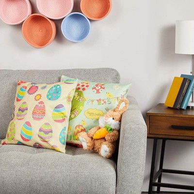 Happy Easter Bunny Pillow Cover Linen Sofa Cushion Case Pillow Home newmcx T1Y5 