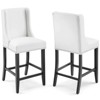 Set of 2 Baron Counter Height Barstool Faux Leather White - Modway: Elegant Nailhead Trim & Footrest - 2 of 4