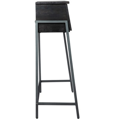 Black Wood Transitional Writing Desk with Drawers