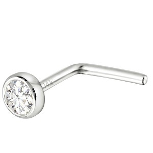Jewelry Avalanche 22G 14K Gold Bezel-set Diamond L-shape Nose Stud - 1 of 2