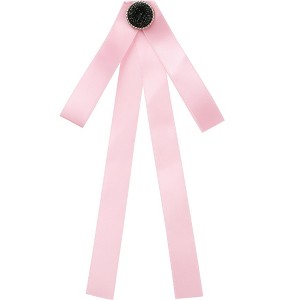 INSPIRE CHIC Women's Ribbon Bowknot Pre-Tied Pin Brooch Ties with Black Rhinestone - 1 of 4