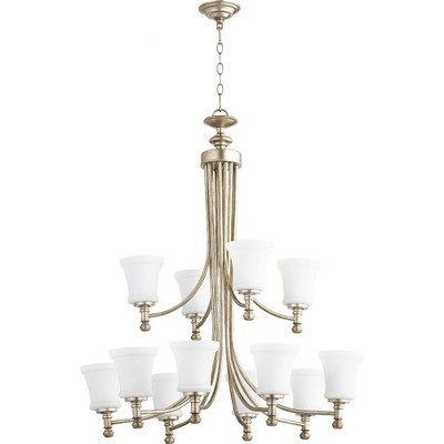 Quorum Lighting Rossington 12 - Light Chandelier in  Aged Silver Leaf