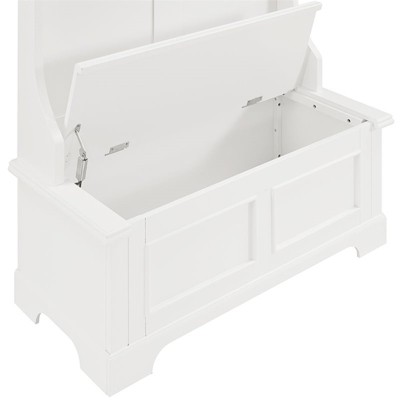 White Hardwood Hall Tree with Storage Bench and Hooks