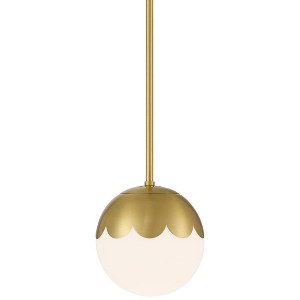 360 Lighting Camila 7" Mid Century Modern Pendant Ceiling Light Fixture Dining Room Over Table Kitchen Island Globe Antique Brass Finish Glass Mini - 1 of 4