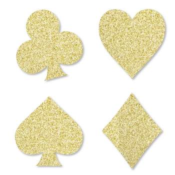 Big Dot of Happiness Gold Glitter Card Suits - No-Mess Real Gold Glitter Cut-Outs - Las Vegas and Casino Party Confetti - Set of 24
