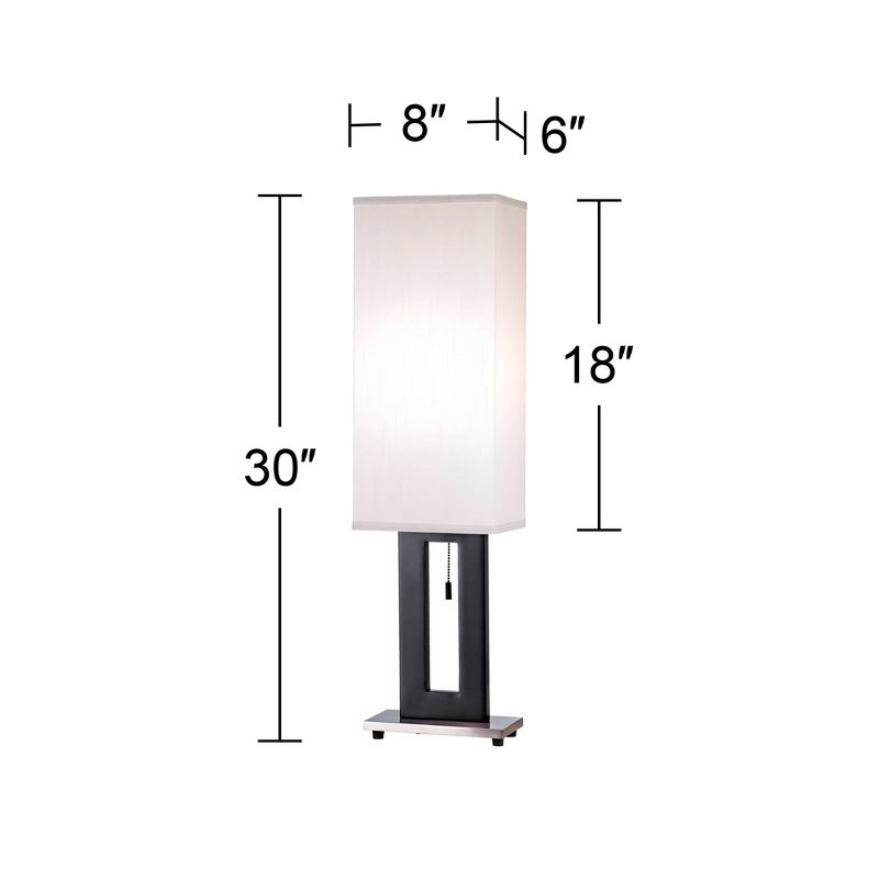 360 Lighting Floating Rectangle Modern Table Lamps 30" Tall Set of 2 Black Metal Open Frame White Fabric Box Shade for Bedroom Living Room Bedside, 4 of 7