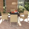 vidaXL Patio Dining Set Outdoor Dining Set Table and Chair Set Poly Rattan - Beige 31.5" Table Length 4 Items - 2 of 4