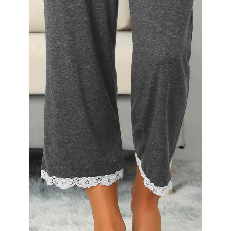 cheibear Women's Soft Cami Top and Capri Modal Lace Trim Pajama Sleepwear Set, 4 of 6