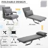 HOMCOM Single Person Folding 5 Position Convertible Sofa Bed Sleeper Chair Chaise Lounge Couch w/Pillow & Steel Frame for Home office, Light Gray - 3 of 4