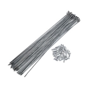 Unique Bargains J Bend Bicycle Steel Cycle Spokes with Nipples 200mm 7.87" Silver Tone 36 Pcs - 1 of 4