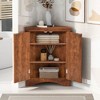LunaLulinlk Brown Triangle Bathroom Storage Cabinet with Adjustable Shelves, Freestanding Floor Cabinet for Home Kitchen - 4 of 4
