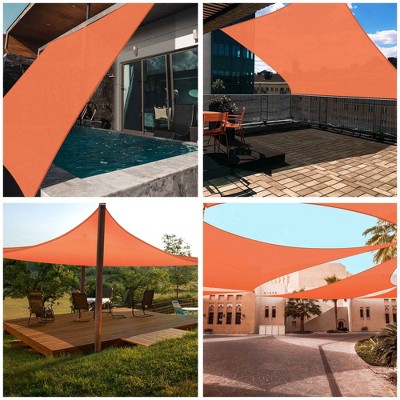 Bright Orange 16x16FT Square Sun Shade Sail with HDPE Material