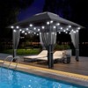 12x12 Ft Pop Up Canopy Tent, Heavy Duty Metal Frame Outdoor Gazebo with Mosquito Netting, Wheeled Carry Bag for Patio, Garden, Lawn, Khaki+Brown - 4 of 4