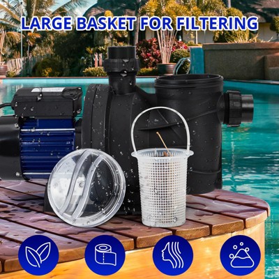 1.6HP Pool Pump In/Above Ground Water Pump Single Speed, 1200W/115V, 6075GPH & High Flow, Powerful Self Primming Swimming Pool Pumps