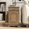 PDTEND Vintage Flip-Top End Table with USB Ports, Drawer, Cup Holders & Bookshelf - 4 of 4
