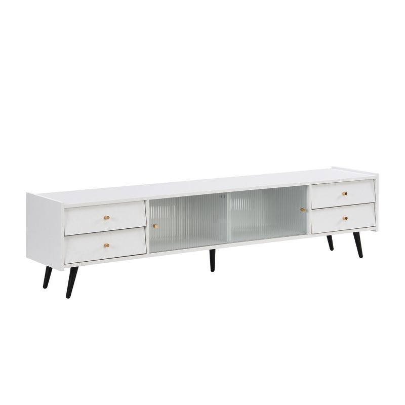 Chic and Elegant TV Stand with Sliding Fluted Glass Door and Gold Metal Handle for TVs up to 70" - ModernLuxe, 4 of 12