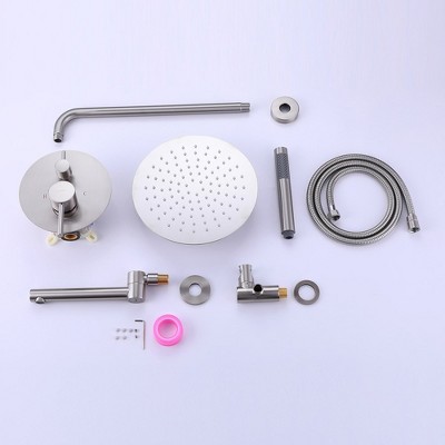 Brushed Nickel Wall Mounted Rain Shower Faucet Set