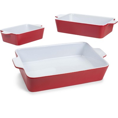 Nat & Jules Nested Red 12 x 8 Ceramic Stoneware Baking Dishes Set of 3
