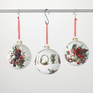 4.75"H Sullivans Christmas Cardinal Ball Ornaments Set of 3  Multicolor - 1 of 3