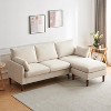 Atopston 90" Sectional Sofa, Mid-Century Modern L Shaped Couches 3-Seat Fabric Upholstered Sofa with Chaise for Living Room, Beige Linen - 4 of 4