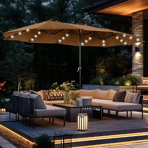 Captiva Designs 15' x 9' Rectangular Outdoor Patio Market Umbrella with Extra Large Base and Sand Bags - 1 of 4