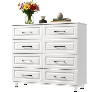 Sandinrayli 8 Drawer Dresser for Bedroom, Large Dresser with Steel Handles, Wide Modern Closet Drawers, White - 1 of 4