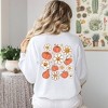 Simply Sage Market Women's Graphic Sweatshirt Distressed Flowers and Pumpkins Front and Back - 2 of 4