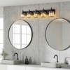 LLHZSY 3/4/5-Light Modern Bathroom Crystal Vanity Light with Round Lampshade -Light Modern Bathroom Wall Light Fixtures-Chrome/Black - 3 of 4