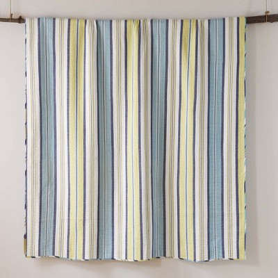 Bayport Twin Blue Cotton Reversible Quilt Set