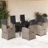 vidaXL Bistro Set Grey PE rattan Standard Adjustable Footrests - 63" Table Length Sharp Leg 6 Items - 2 of 4