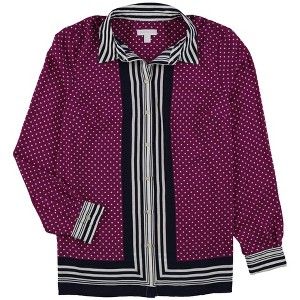 Charter Club Womens Stripe Dot Print Button Down Blouse - 1 of 1