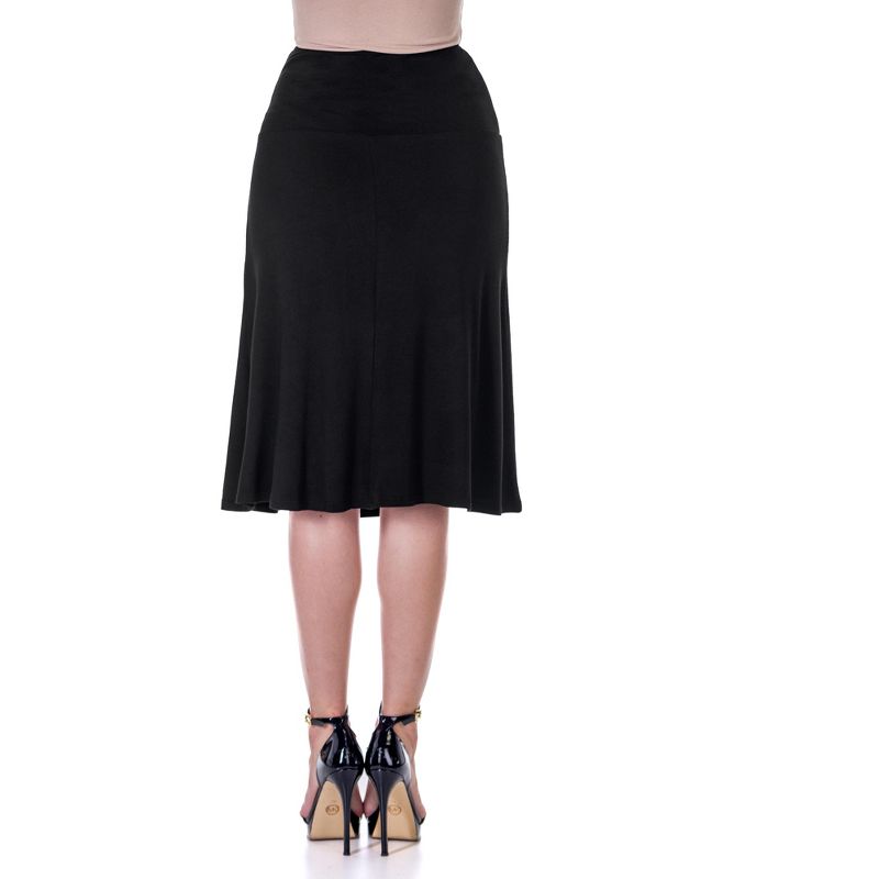 24seven Comfort Apparel A Line Elastic Waist Knee Length Skirt, 3 of 6