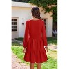 Zeagoo Womens Casual A Line Dress V Neck Tiered Long Sleeve Fit Swing Dress with Pockets Loose Ruffled Dresses - 4 of 4