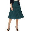 Women High Elastic Waist Pleated Chiffon Skirt Midi Swing A-line Skirts Blue Green - 3 of 4