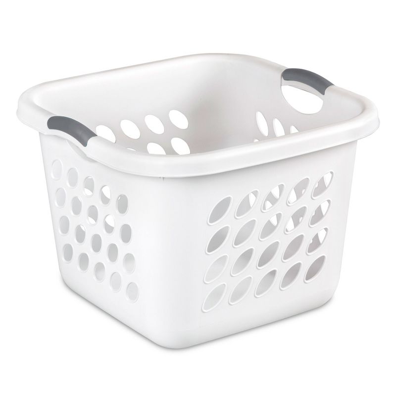 Sterilite 1.5 Bushel Ultra Square Laundry Basket, Plastic, Comfort Handles to Easily Carry Clothes to and from the Laundry Room, White, 12-Pack, 3 of 6