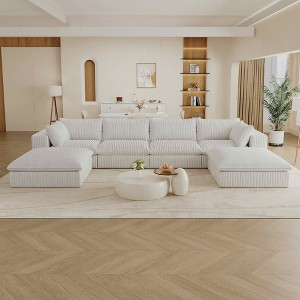 MAYEERTY 39.8" Cloud Sofa White - 39.8", Corduroy, Double-Layer, No Assembly, DIY for Corner - 1 of 4