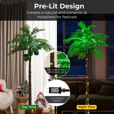 6 FT LED Lighted Artificial Palm Tree with Coconuts and Lights