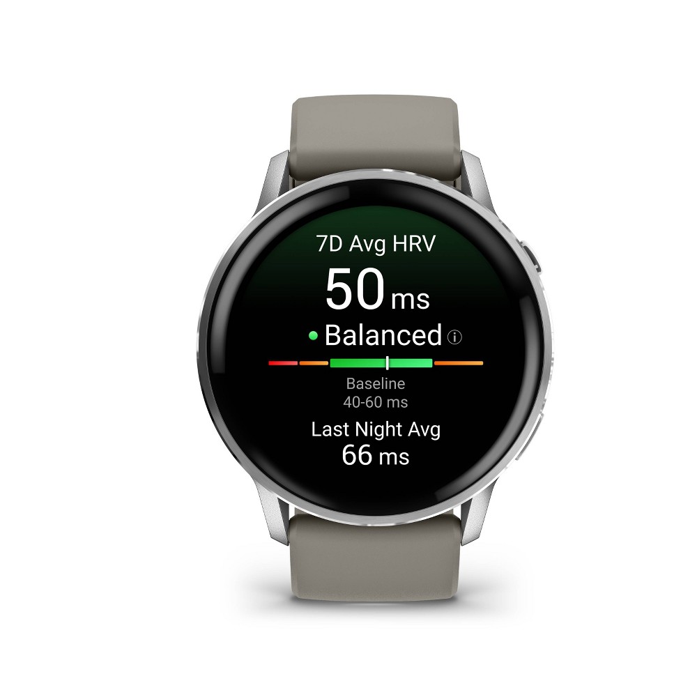 Garmin Venu 4.45 mm Smartwatch with Silicone Band - Silver/Gray