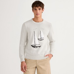 Lands' End Men's Classic Cotton Drifter Signal Flags Crew Neck Sweater - 1 of 4
