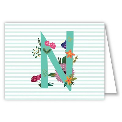 10ct Folded Notes Vintage Floral Monogram - N