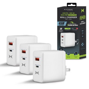 Xtreme 3-Pack 45W Dual Port Quick Charging Wall Charger, USB-C & USB-A Fast Chargers with QC 3.0 & PD 3.0, Ultra-Fast Wall Charger - 1 of 4