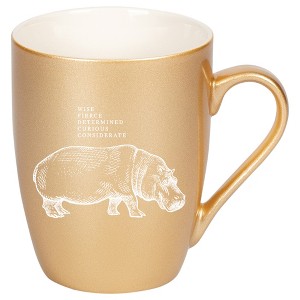 Elanze Designs 10 Ounce Ceramic Decorative Laser Engraved Giftable Novelty Tea Coffee Cup Mug Vegas Gold Hippo Wise Fierce Determined Curious - 1 of 4