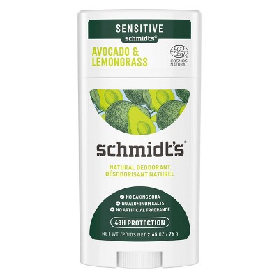 Schmidt's Avo + Lemon Grass Aluminum-Free Natural Sensitive Skin Deodorant Stick - 2.65oz