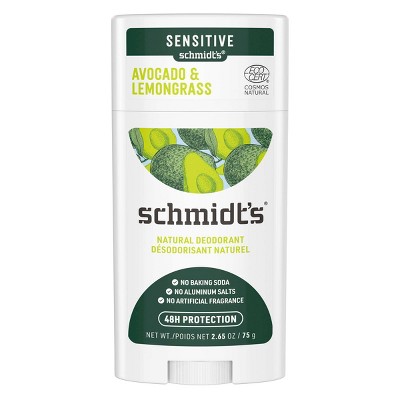 Schmidt's Avo + Lemon Grass Aluminum-Free Natural Sensitive Skin Deodorant Stick - 2.65oz