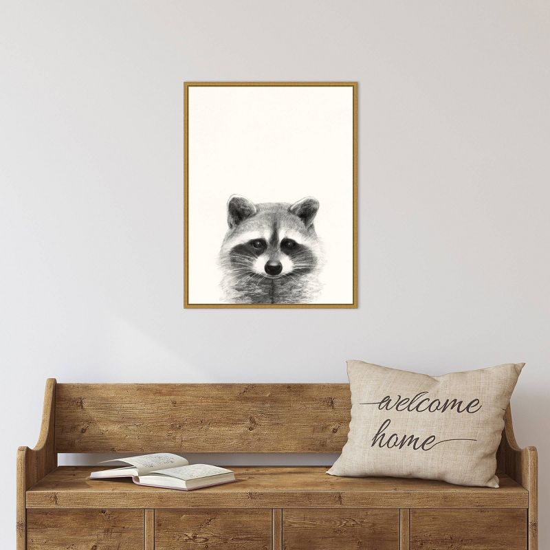 18&#34; x 24&#34; Animal Mug II Raccoon by Victoria Borges Framed Canvas Wall Art Gold - Amanti Art, 6 of 10