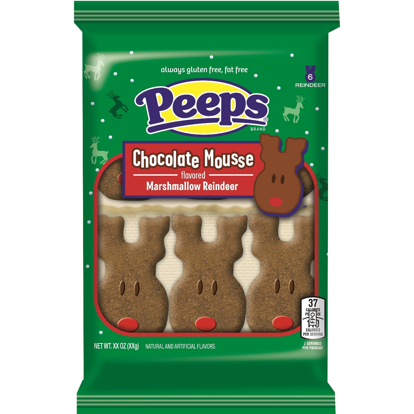 Peeps Christmas Chocolate Mousse Reindeer - 6ct/2.375oz - image 1 of 1