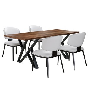 Christopher Knight Home Carrie 5 Pieces Modern Faux Leather and Metal Dining Set - 1 of 4